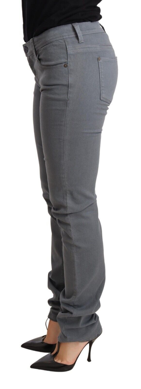 Jeans skinny slim taille basse gris en coton Ermanno Scervino