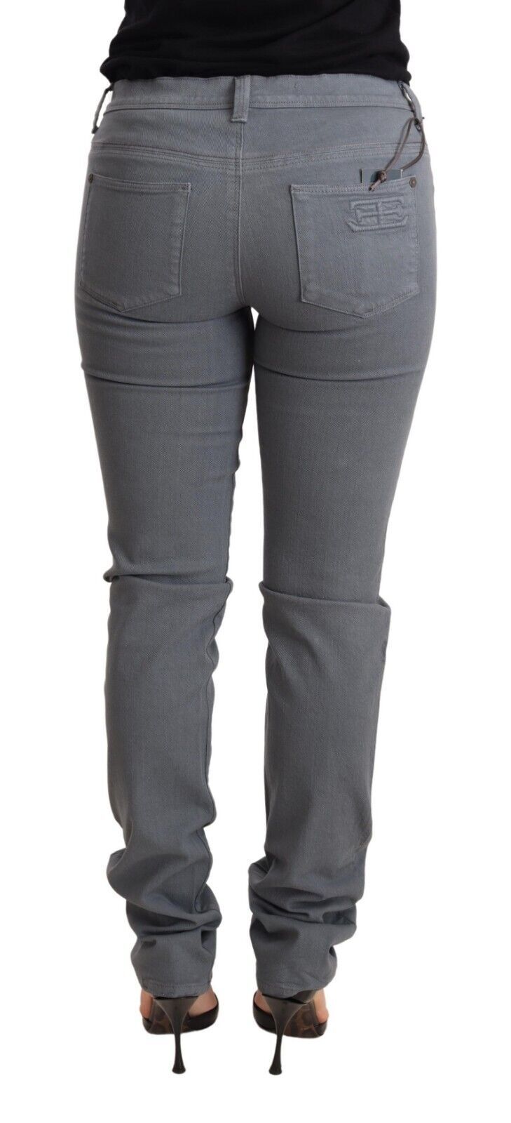 Jeans skinny slim taille basse gris en coton Ermanno Scervino