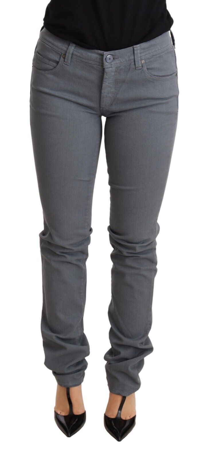 Jeans skinny slim taille basse gris en coton Ermanno Scervino