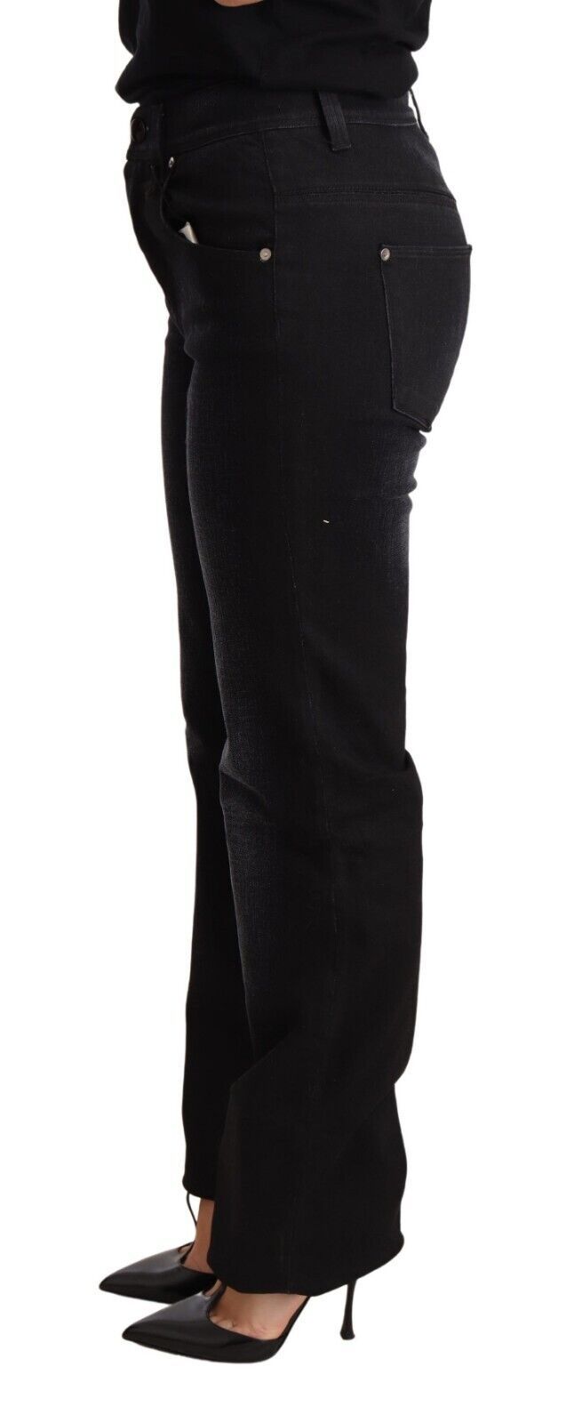 Ermanno Scervino Black Straight Leg Jeans for Women detail view