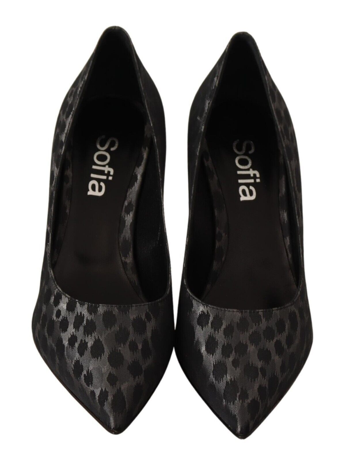Sofia Schwarze Leoparden-Leder-Stiletto-High-Heels-Pumps-Schuhe