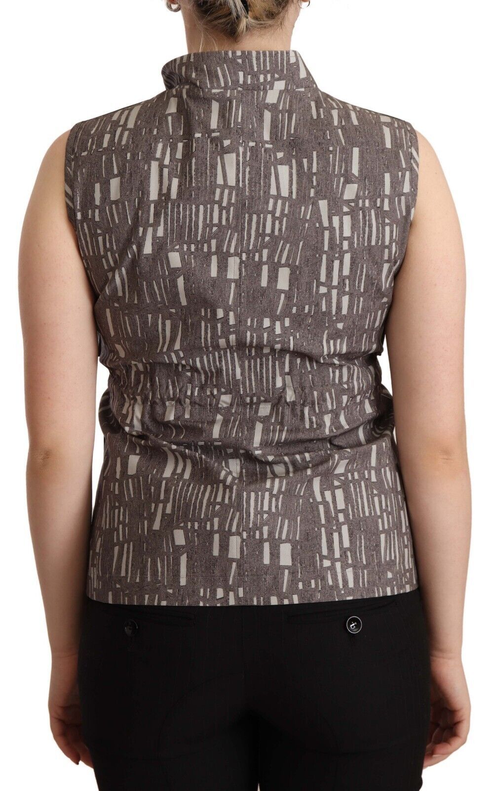 Comeforbreakfast Braune schwarze Weste Leder Ärmelloses Top Bluse