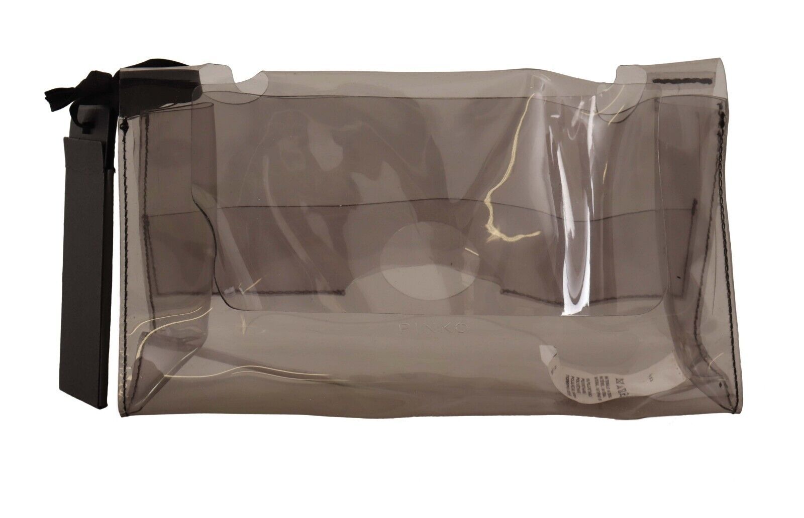 PINKO Schwarze transparente Plastiktasche mit Geldbörse und Clutch