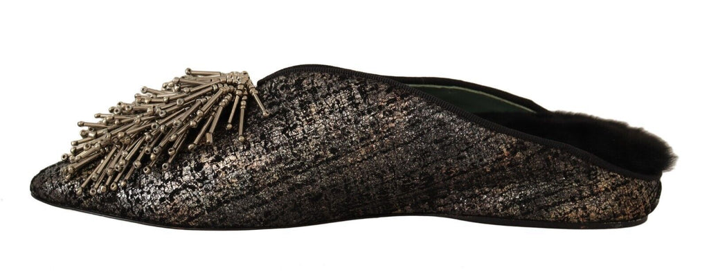 Paola D'Arcano Gold Mules for Women side view