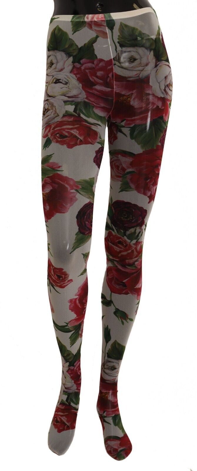 Collants en nylon à imprimé floral blanc Dolce & Gabbana