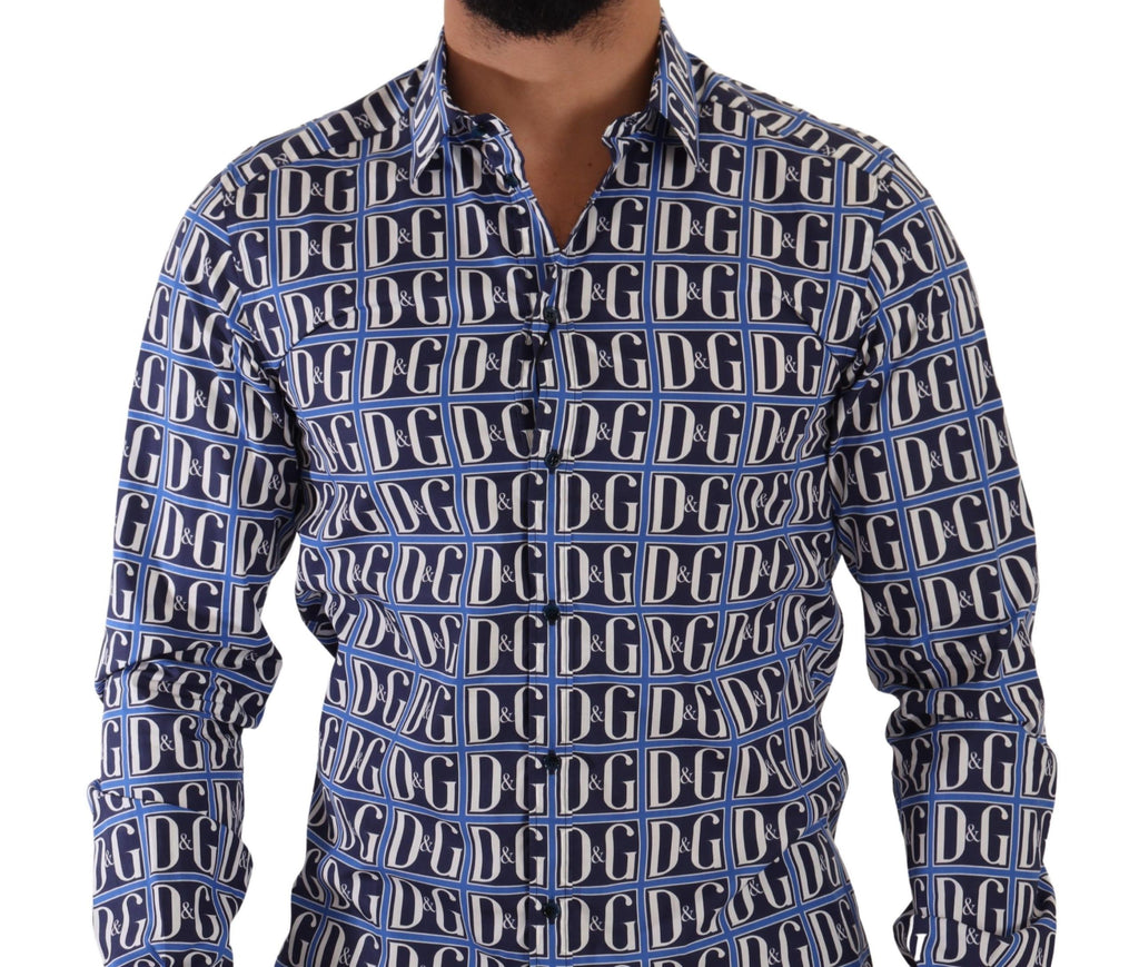 Dolce & Gabbana Blue Dress Shirt for Men side view