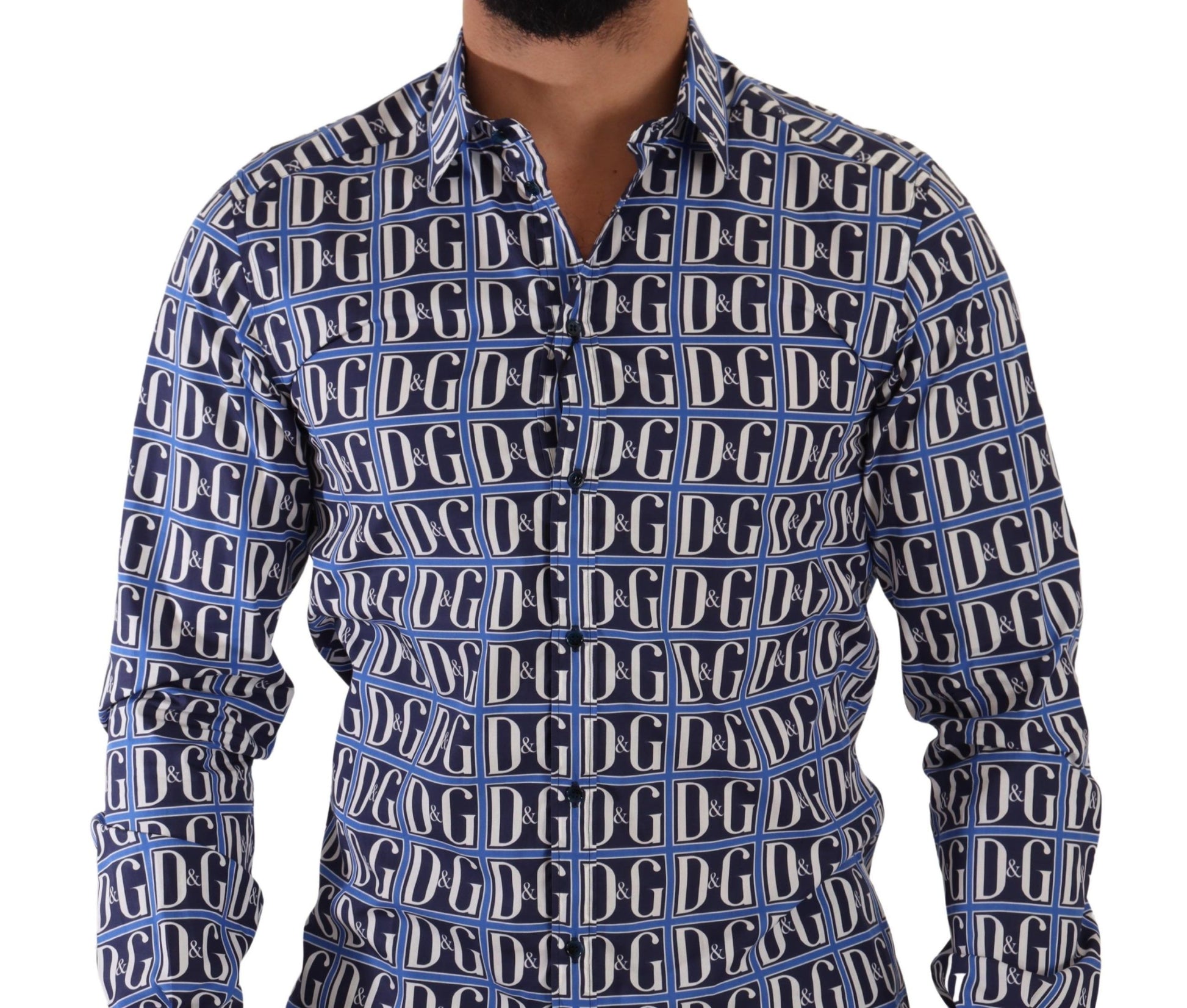 Dolce & Gabbana Blue Dress Shirt for Men side view