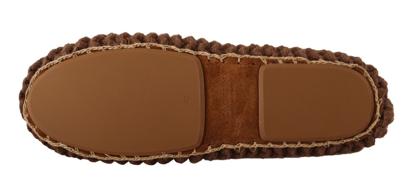 Chaussures plates Dolce & Gabbana en maille de laine marron à enfiler
