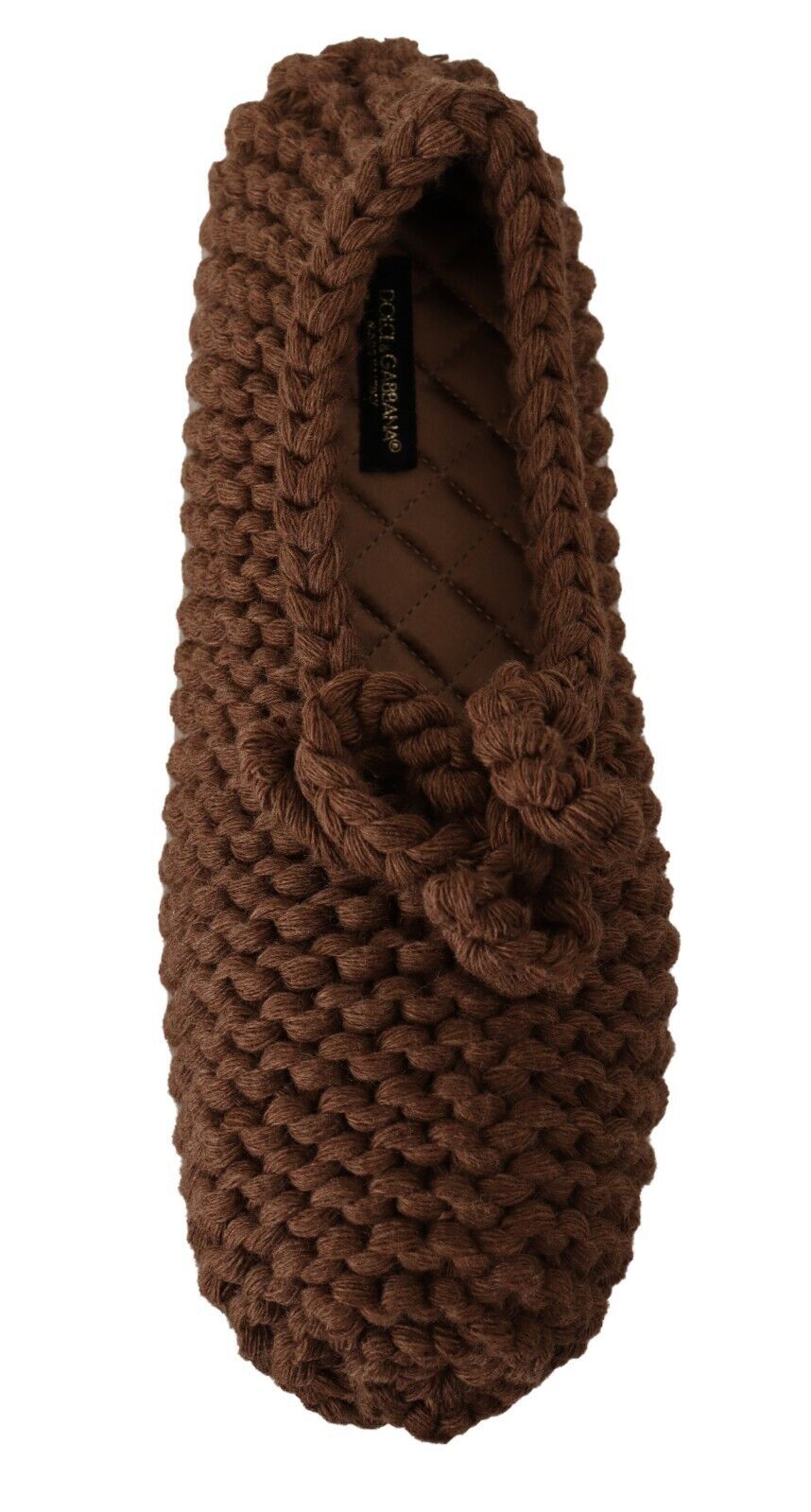 Chaussures plates Dolce & Gabbana en maille de laine marron à enfiler