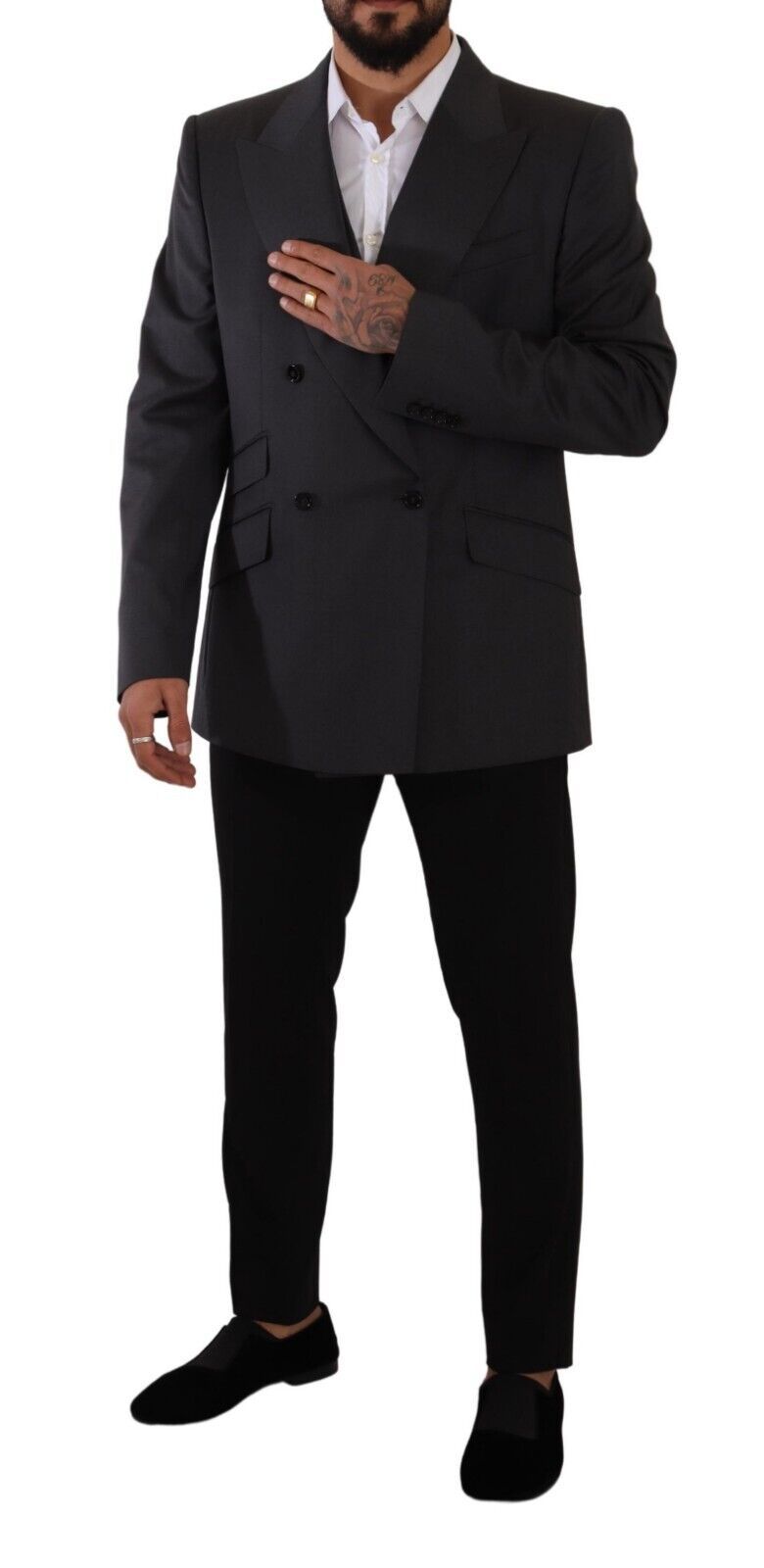 Dolce & Gabbana Grey Two Piece Suits for Men side view