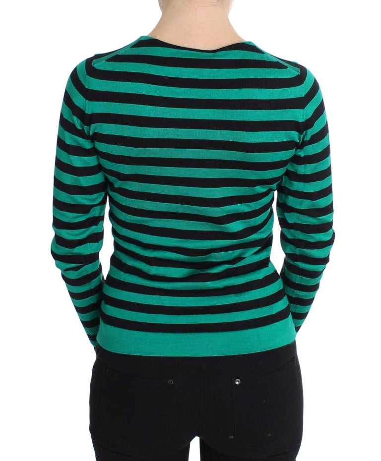 Pull Dolce & Gabbana en soie et cachemire vert et noir