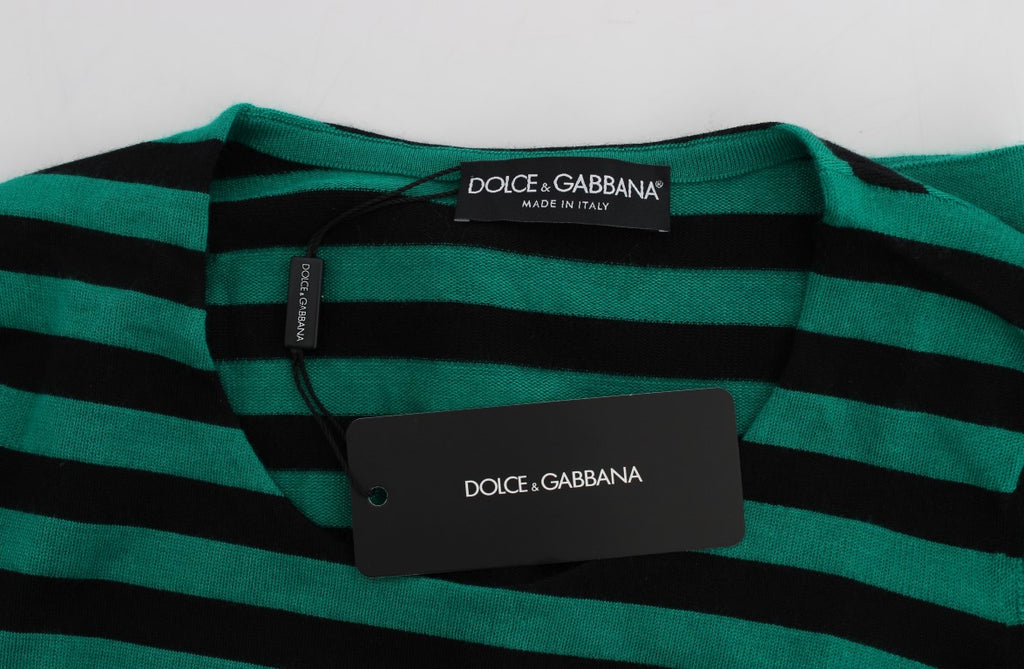 Pull Dolce & Gabbana en soie et cachemire vert et noir