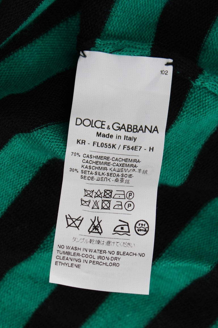 Pull Dolce & Gabbana en soie et cachemire vert et noir