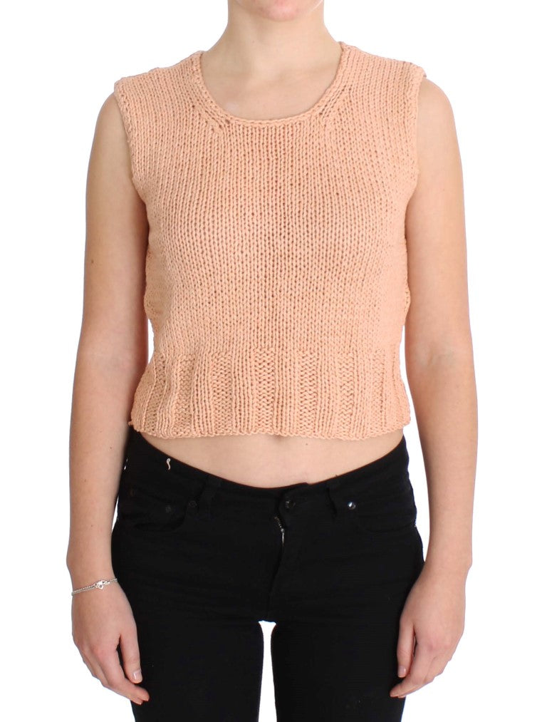 PINK MEMORIES Pull sans manches en maille de coton mélangé rose