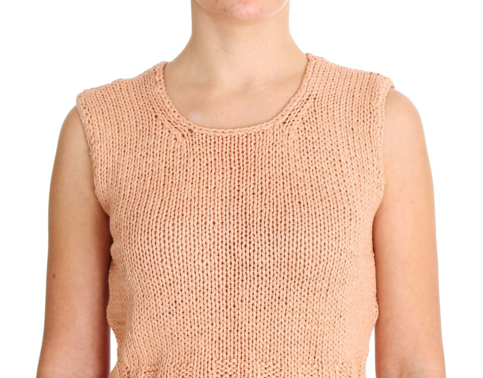 PINK MEMORIES Pull sans manches en maille de coton mélangé rose
