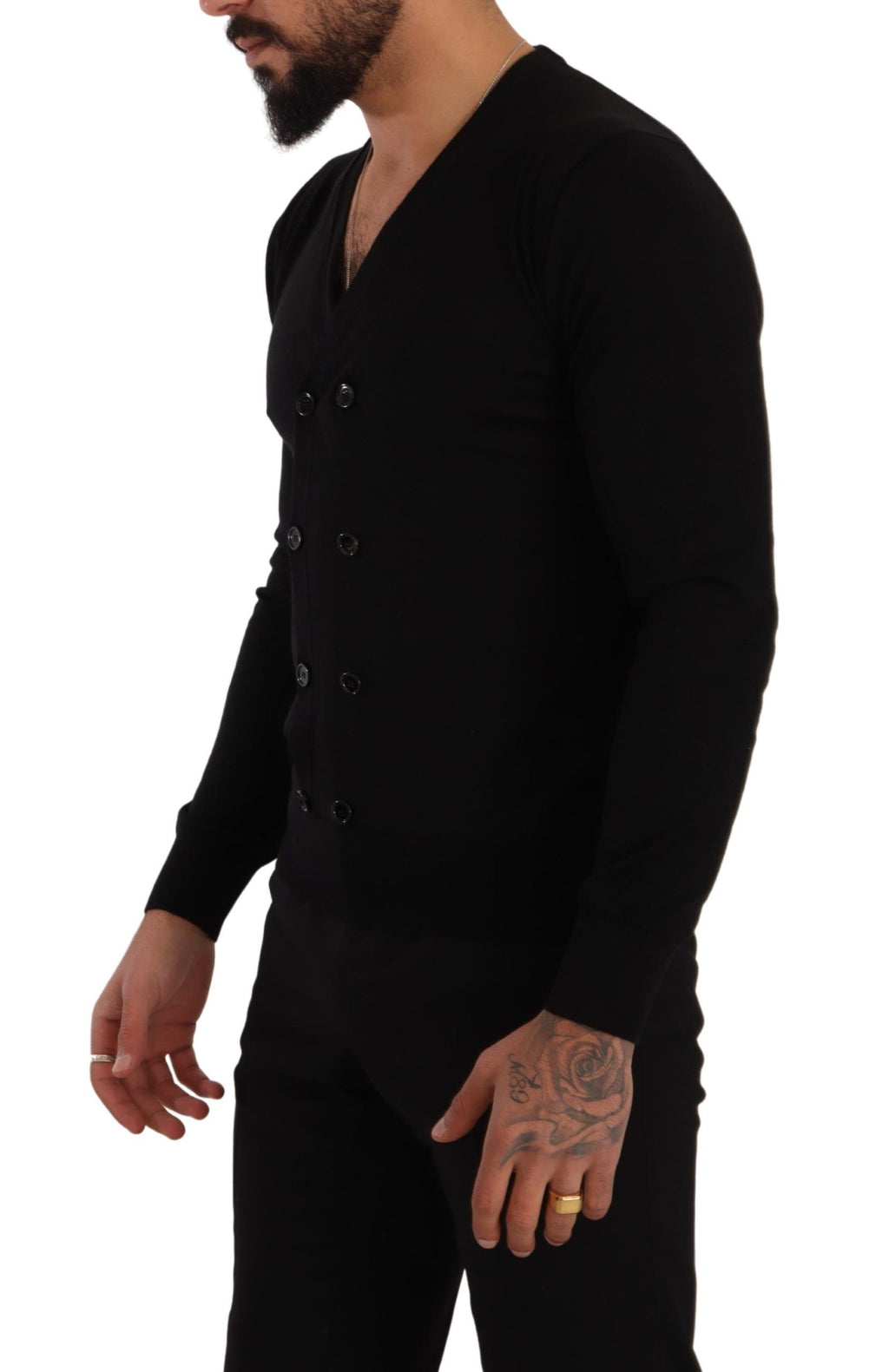 Cardigan boutonné en cachemire noir Dolce & Gabbana