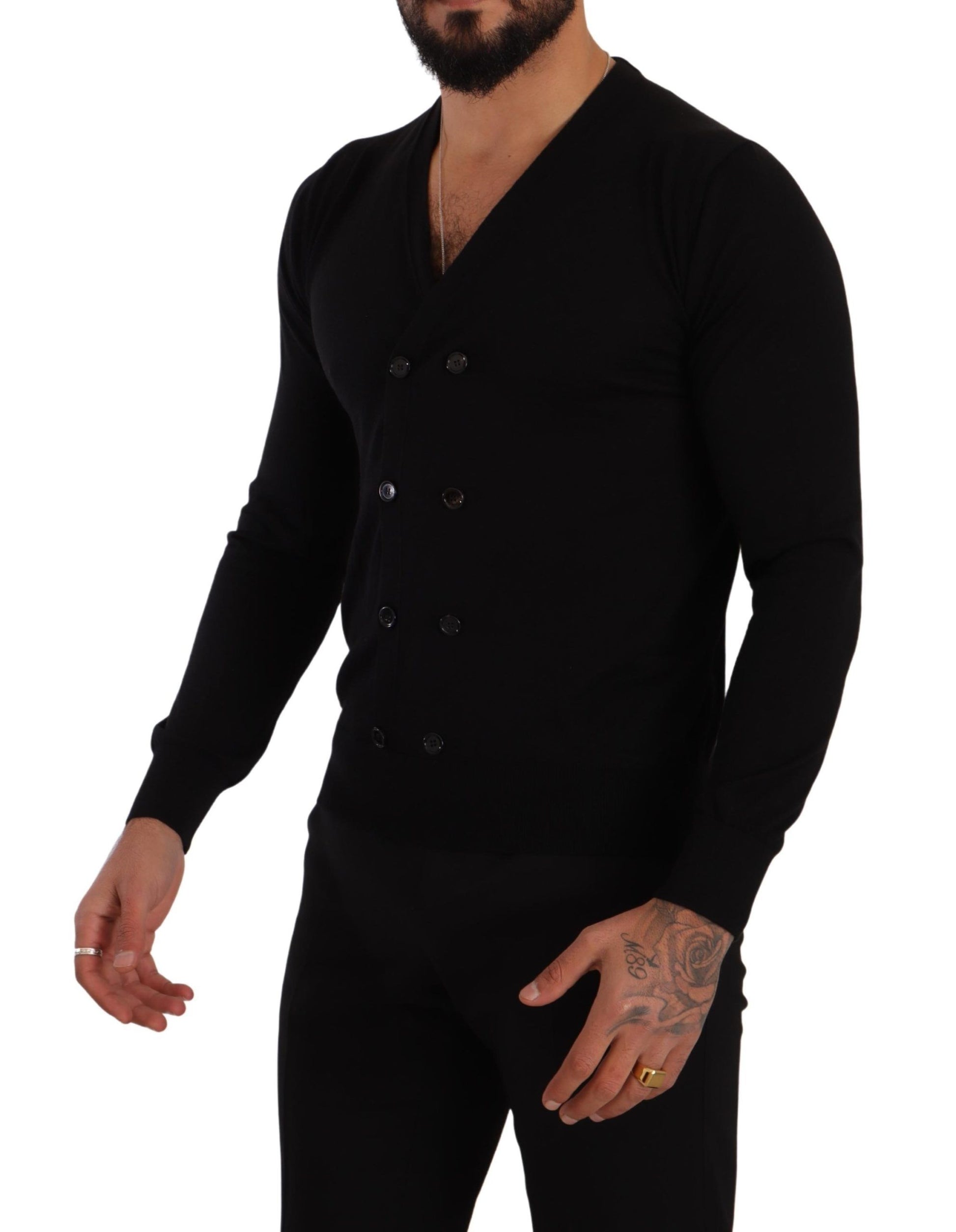 Cardigan boutonné en cachemire noir Dolce & Gabbana