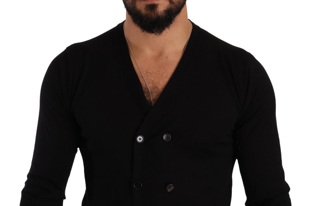 Cardigan boutonné en cachemire noir Dolce & Gabbana