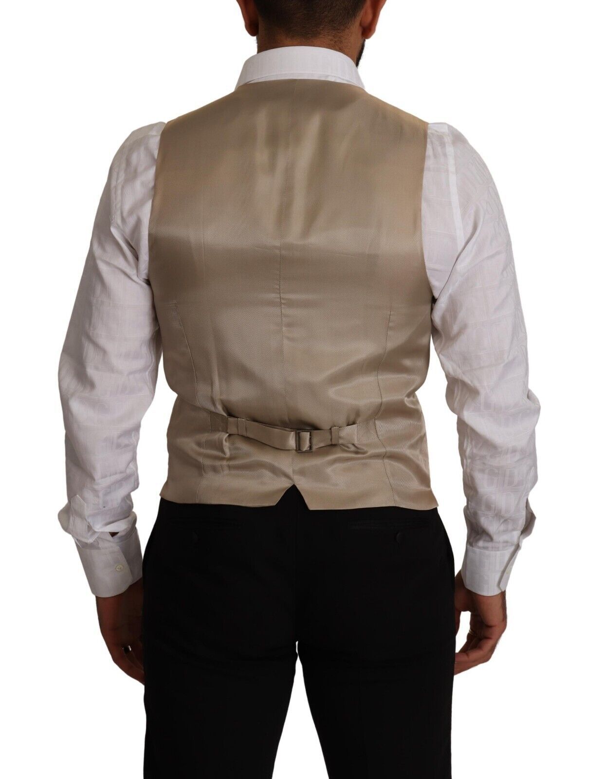 Gilet Dolce & Gabbana en coton et soie beige à coupe ajustée