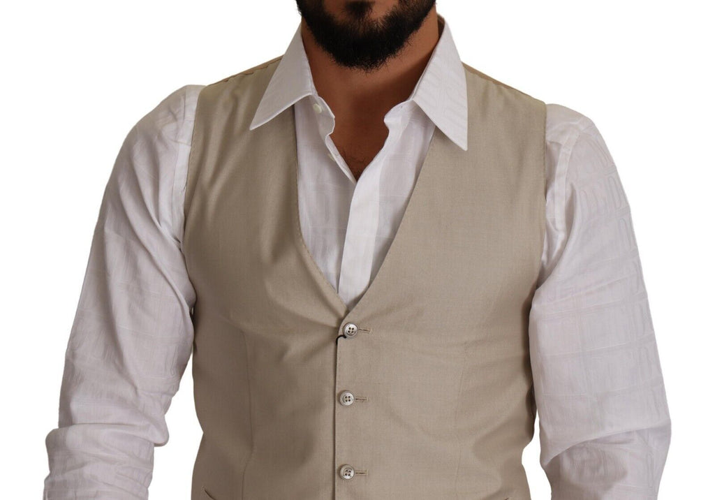 Gilet Dolce & Gabbana en coton et soie beige à coupe ajustée