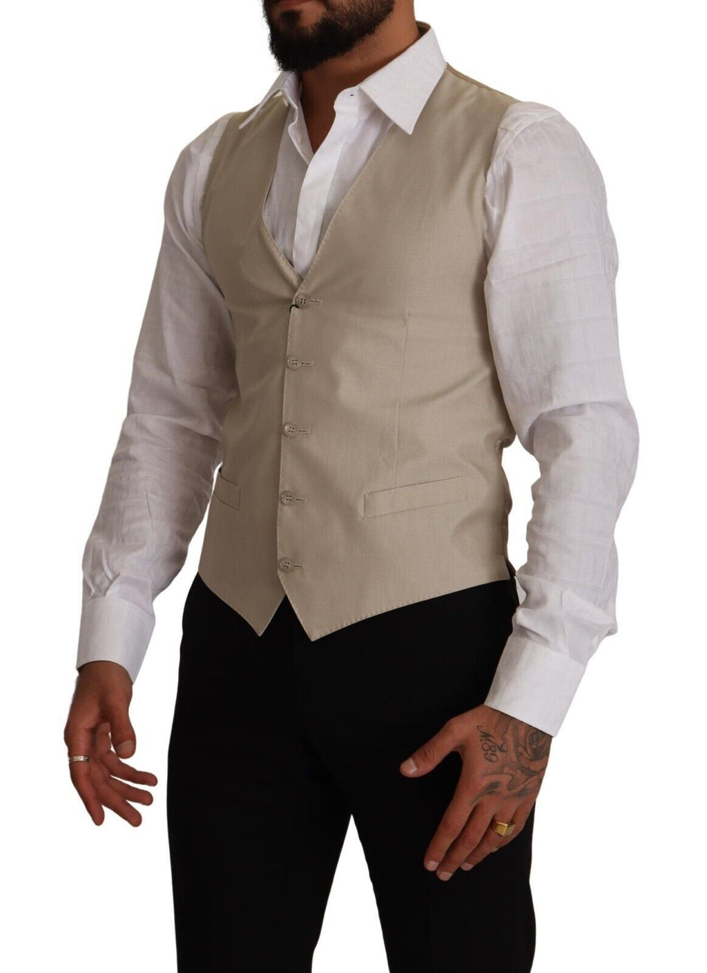 Gilet Dolce & Gabbana en coton et soie beige à coupe ajustée