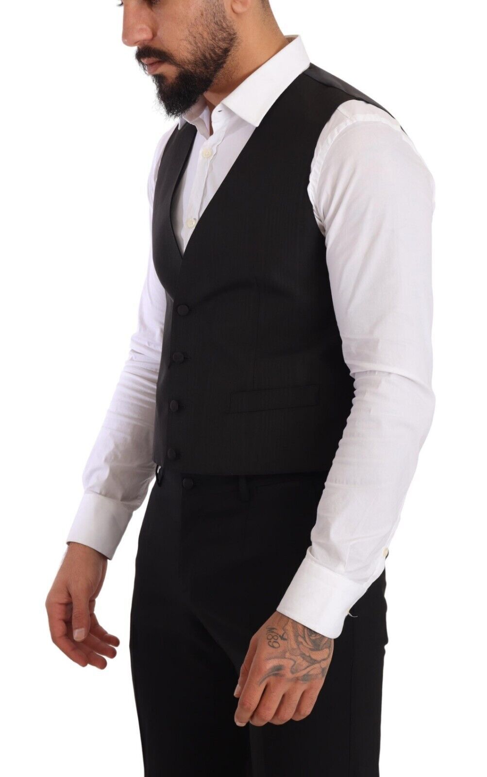 Gilet de costume Dolce & Gabbana gris en soie, coupe ajustée