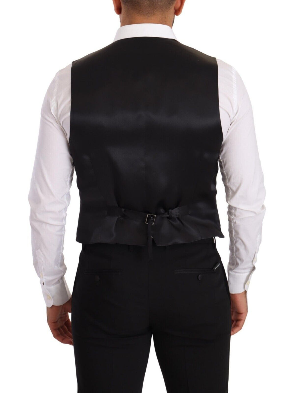 Gilet de costume Dolce & Gabbana gris en soie, coupe ajustée