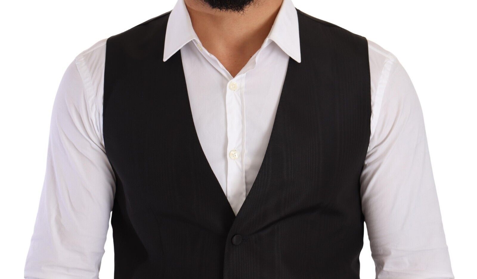 Gilet de costume Dolce & Gabbana gris en soie, coupe ajustée