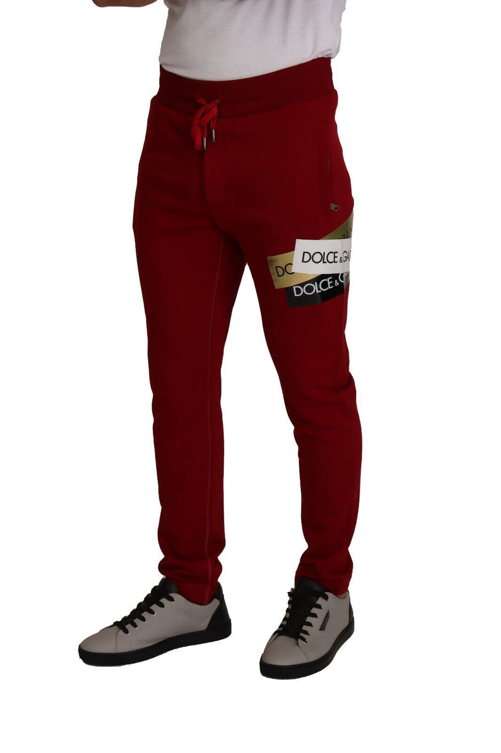 Pantalon de jogging Dolce & Gabbana en coton rouge avec écusson logo