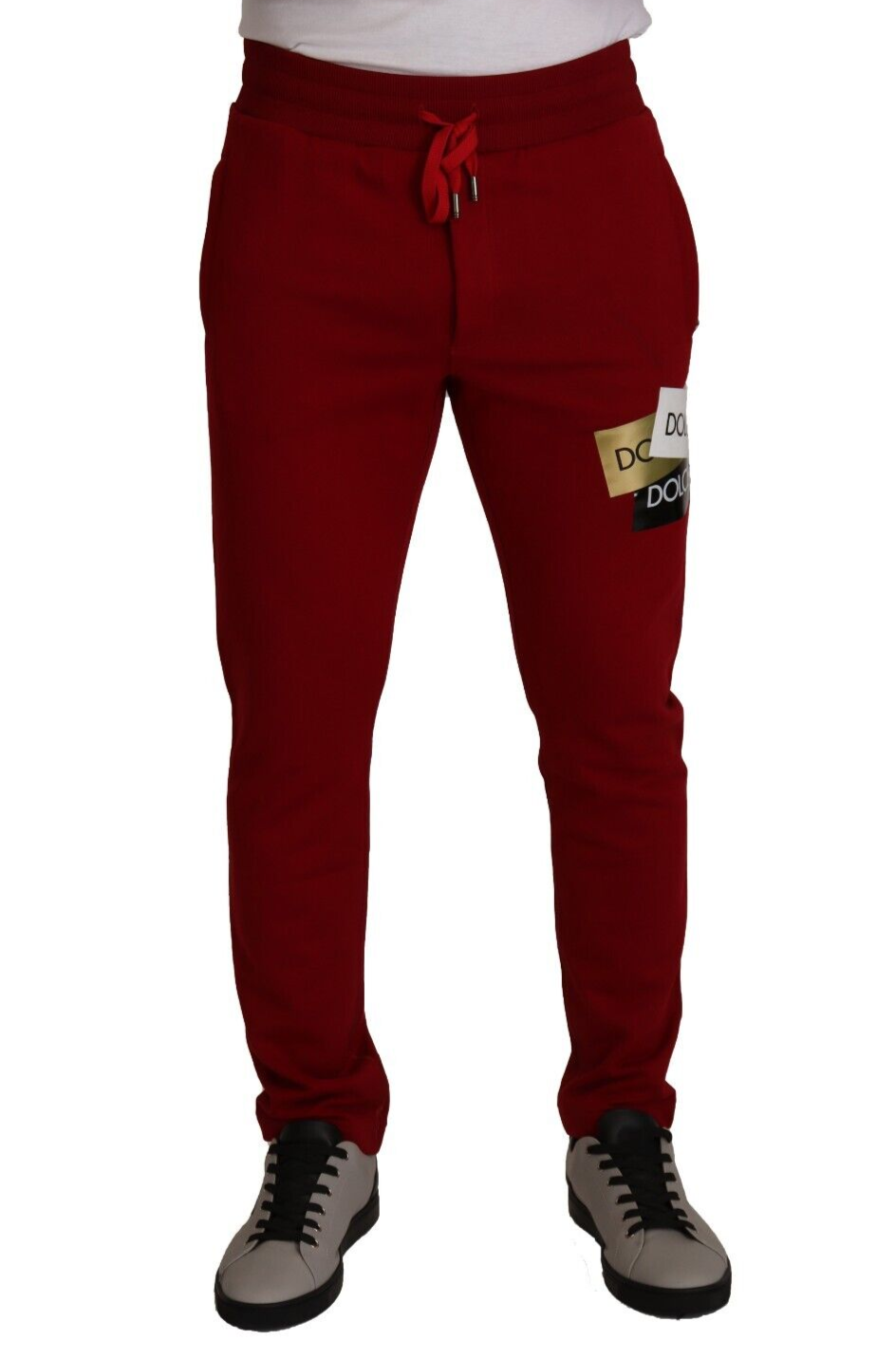 Pantalon de jogging Dolce & Gabbana en coton rouge avec écusson logo