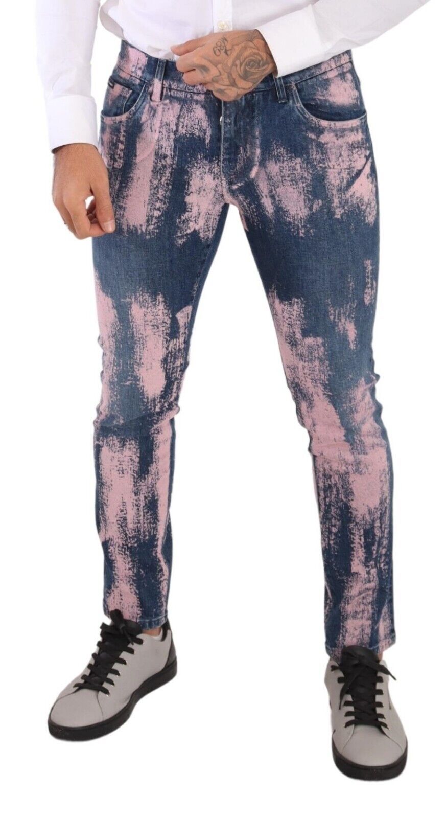 Dolce & Gabbana Blue Skinny Jeans for Men side view