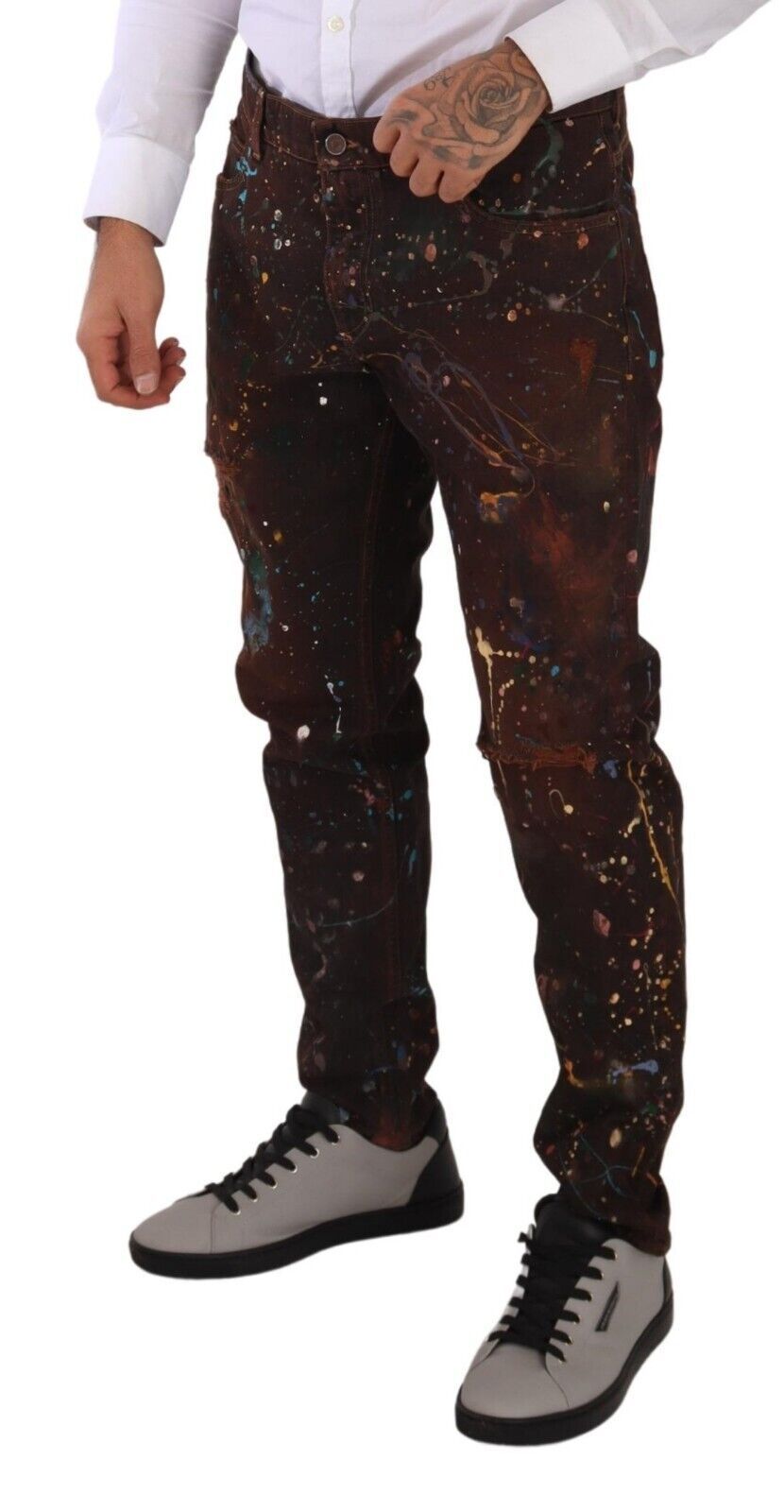 Dolce & Gabbana Brown Skinny Jeans for Men side view