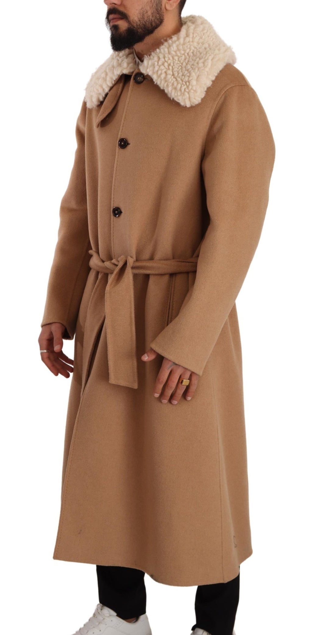 Dolce & Gabbana Beige Full Length Jacket for Men side view