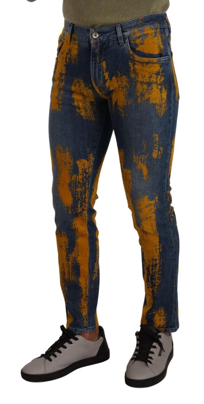 Dolce & Gabbana Blue Skinny Jeans for Men side view
