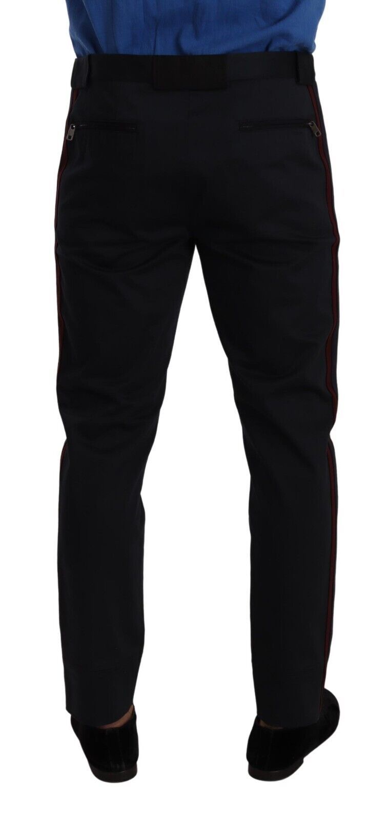 Pantalon Chino Skinny en Coton Bleu Bordeaux Dolce & Gabbana