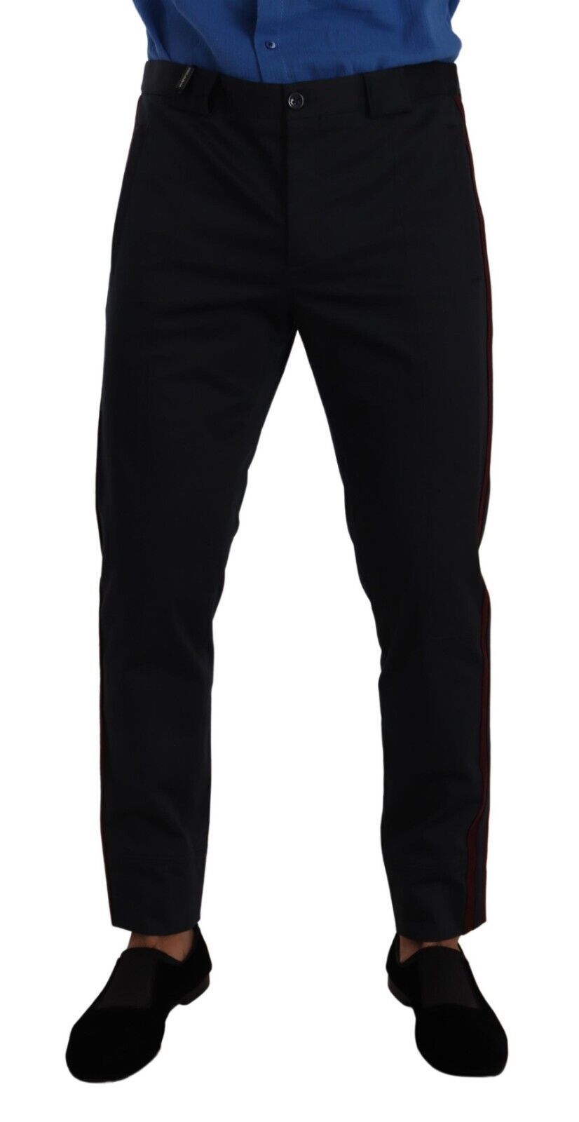 Pantalon Chino Skinny en Coton Bleu Bordeaux Dolce & Gabbana