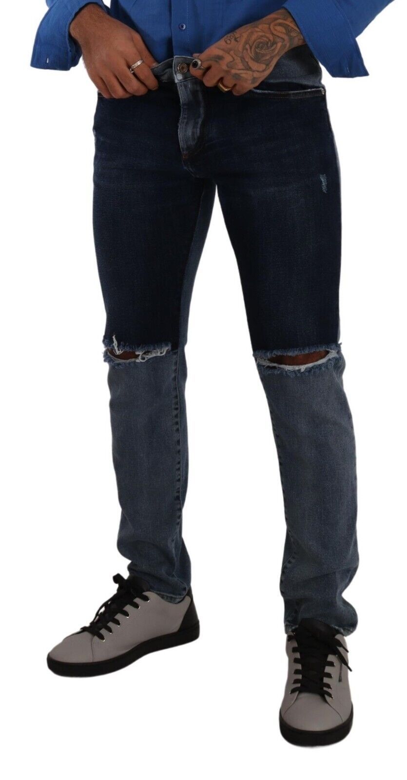 Dolce & Gabbana Blue Skinny Jeans for Men side view