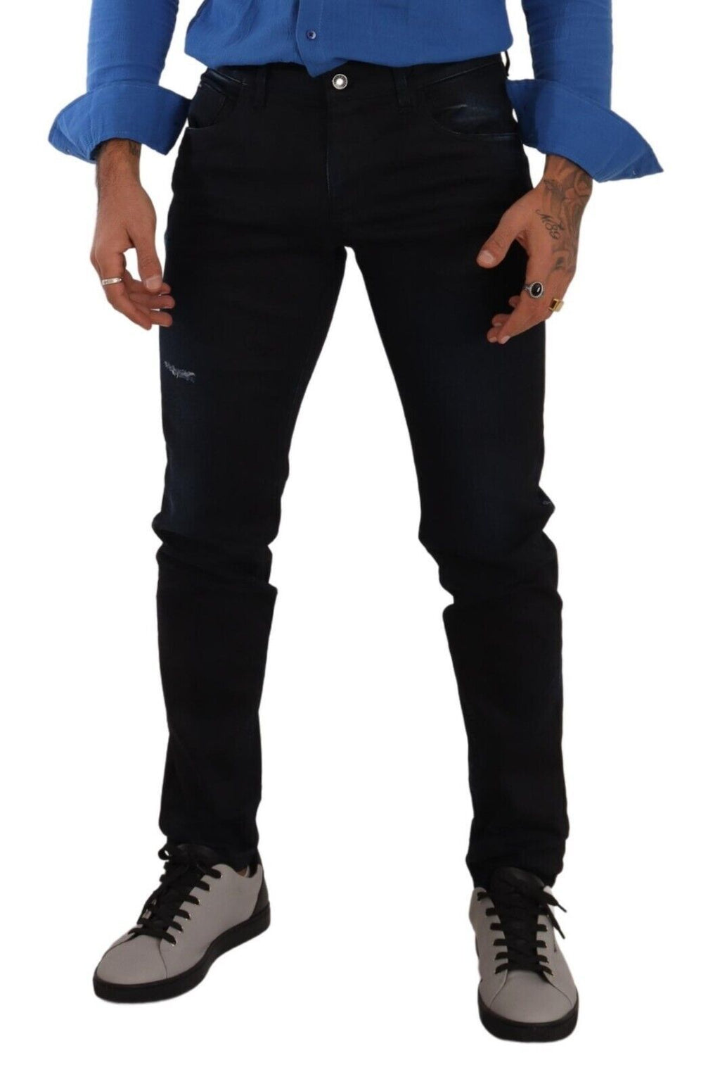 Dolce & Gabbana Blue Skinny Jeans for Men side view