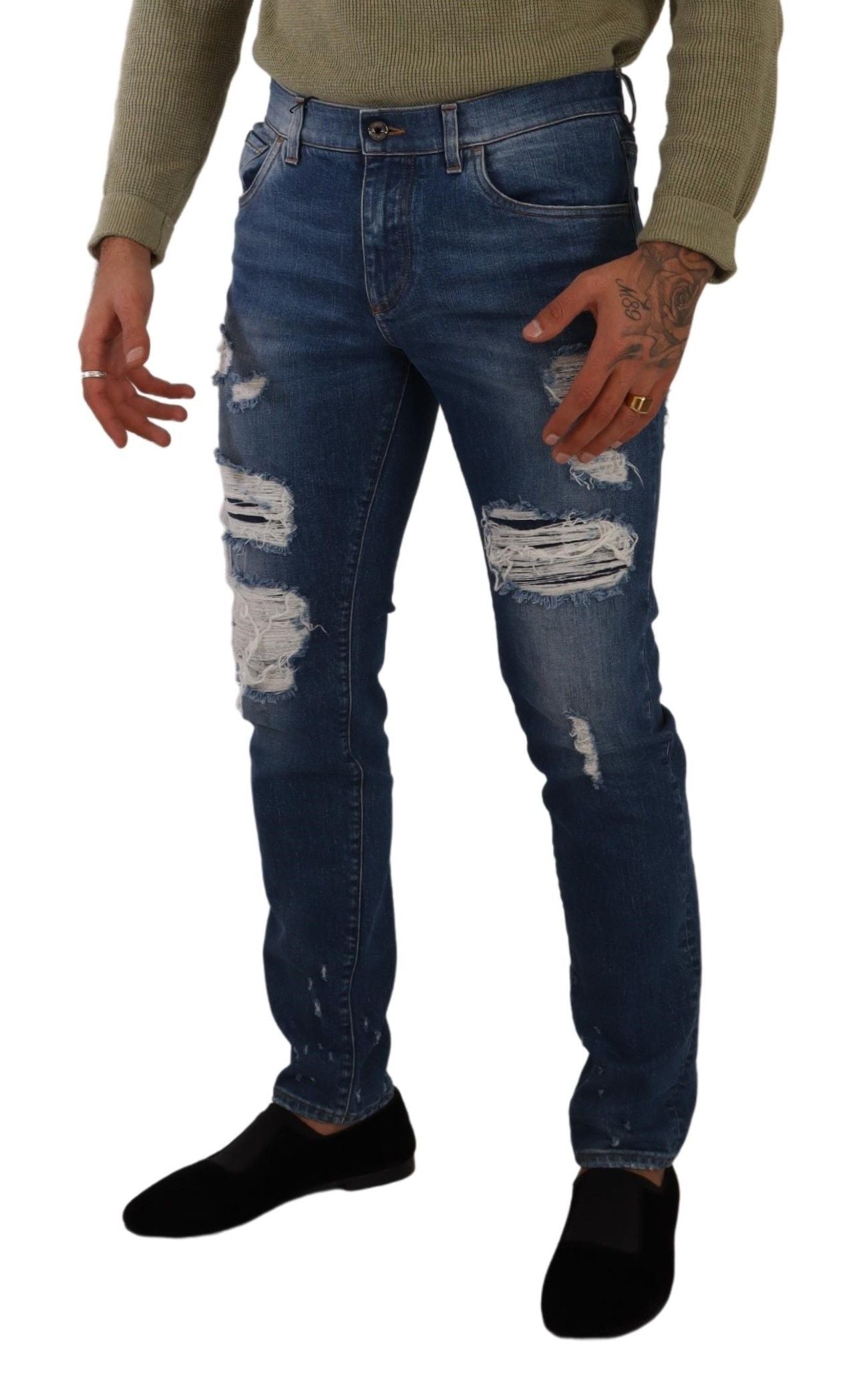 Dolce & Gabbana Blue Slim Fit Jeans for Men side view
