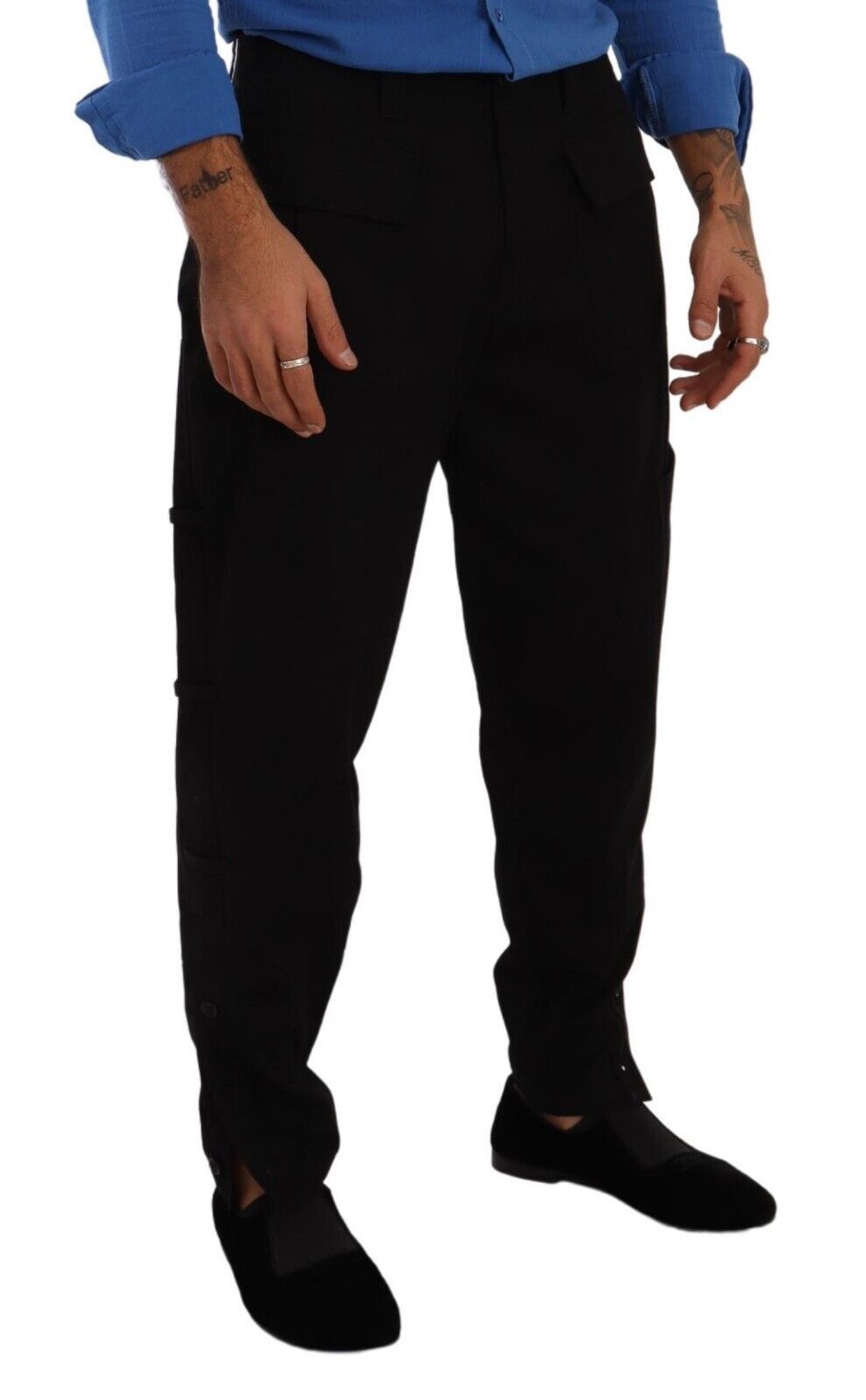 Dolce & Gabbana Black Cargo Pants for Men side view