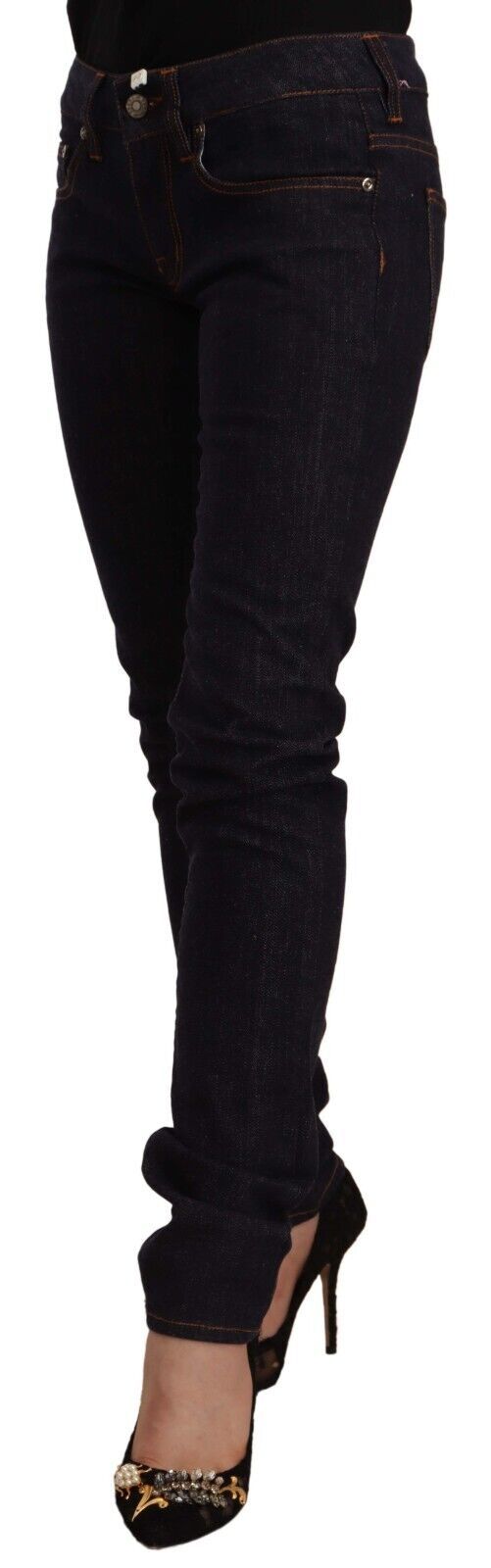 GF Ferre Black Skinny Jeans for Women detail view