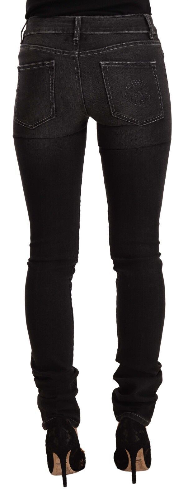 GF Ferre Black Skinny Jeans for Women detail view