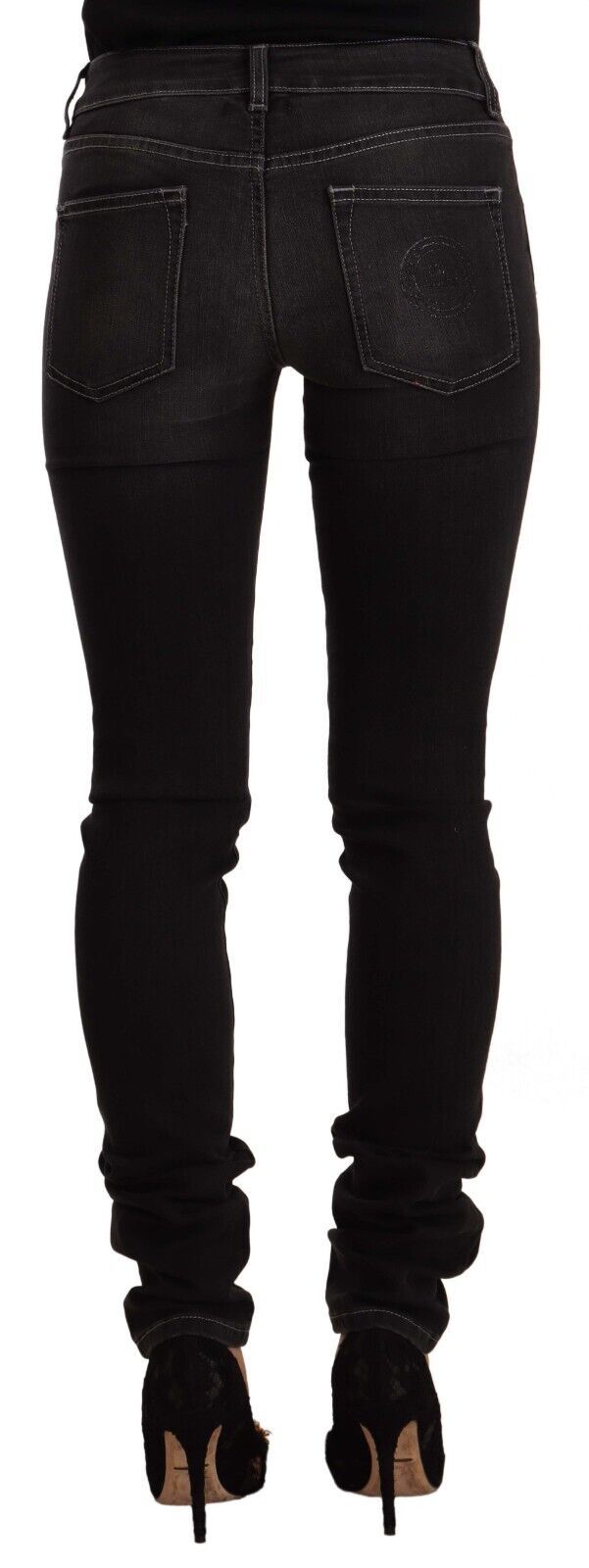 GF Ferre Black Skinny Jeans for Women detail view