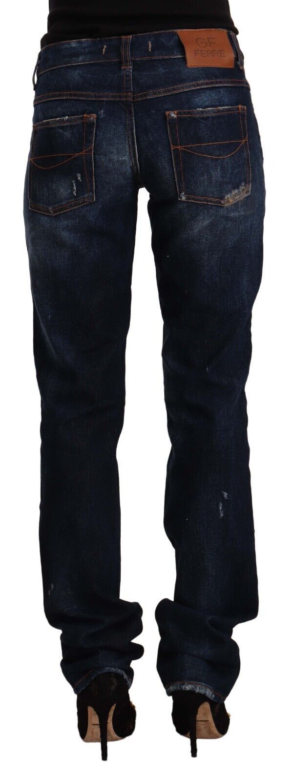 GF Ferre Blue Straight Leg Jeans for Women detail view