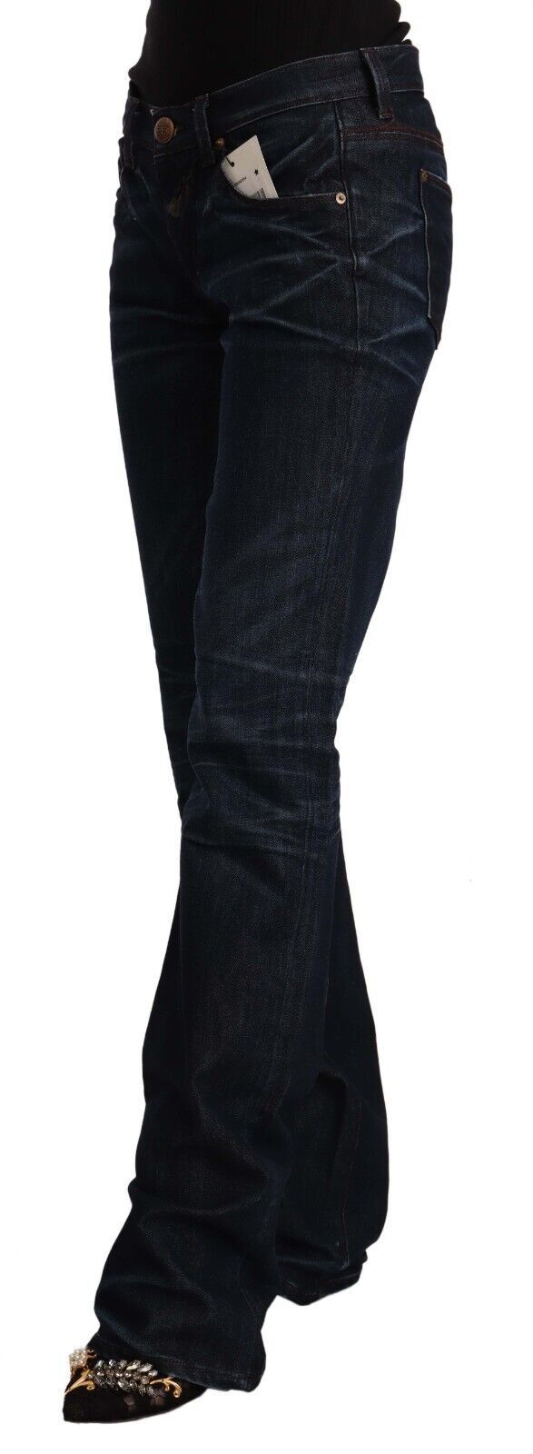 Ermanno Scervino – Dunkelblaue Straight-Jeans aus Baumwolldenim mit mittlerer Taille
