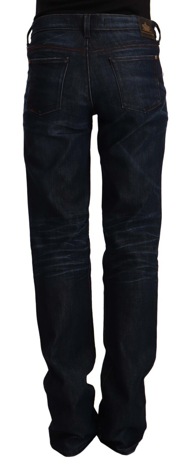 Ermanno Scervino – Dunkelblaue Straight-Jeans aus Baumwolldenim mit mittlerer Taille