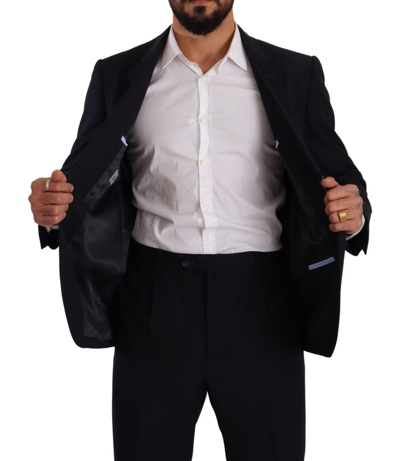 Domenico Tagliente Blue Polyester Single Breasted Formal Suit