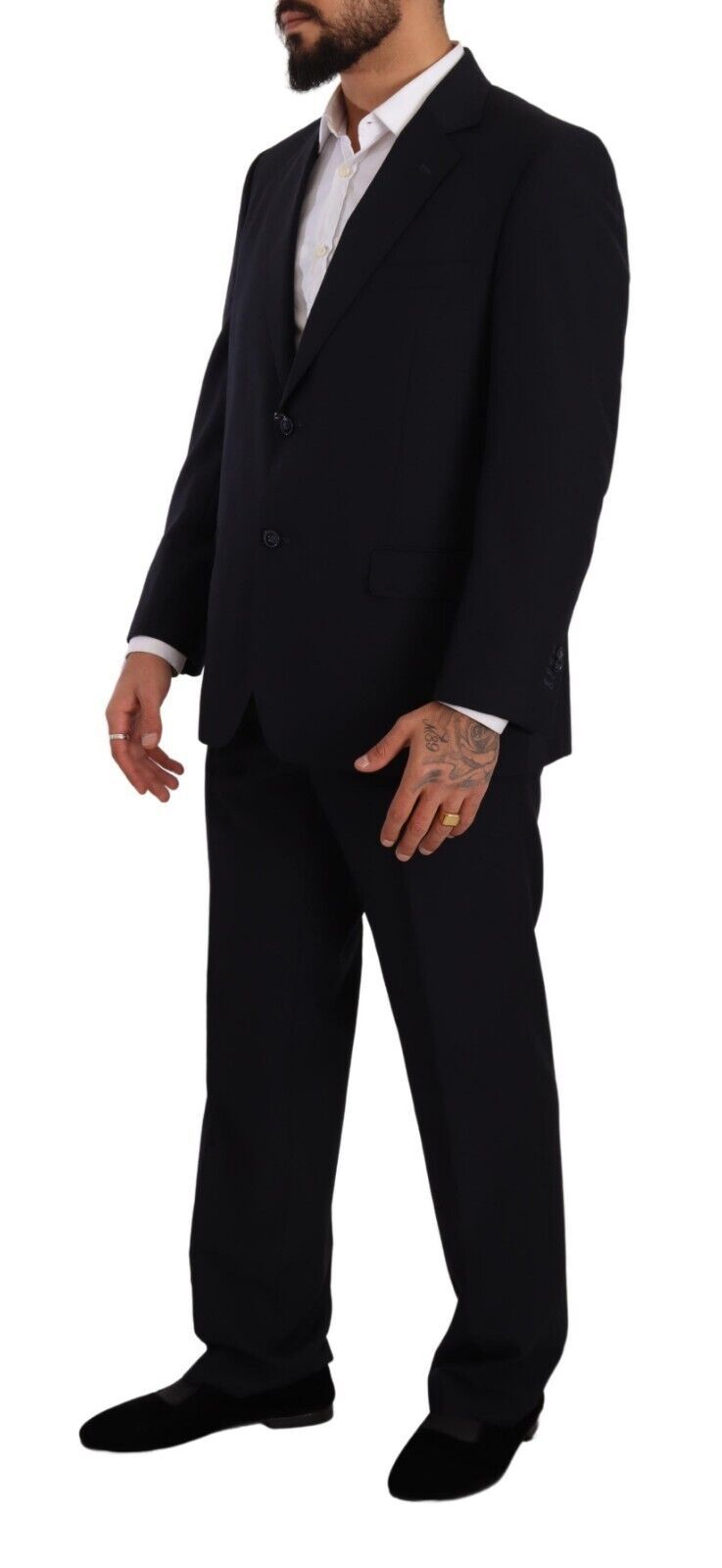 Costume de cérémonie Domenico Tagliente bleu polyester à boutonnage simple