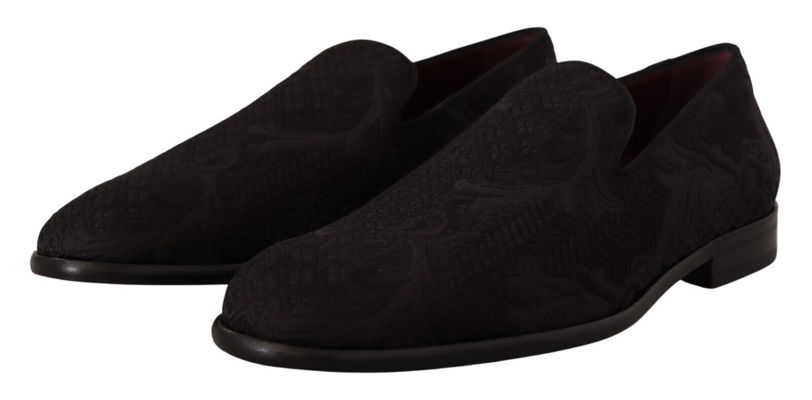 Chaussons Mocassins Dolce & Gabbana en Brocart Floral Noir