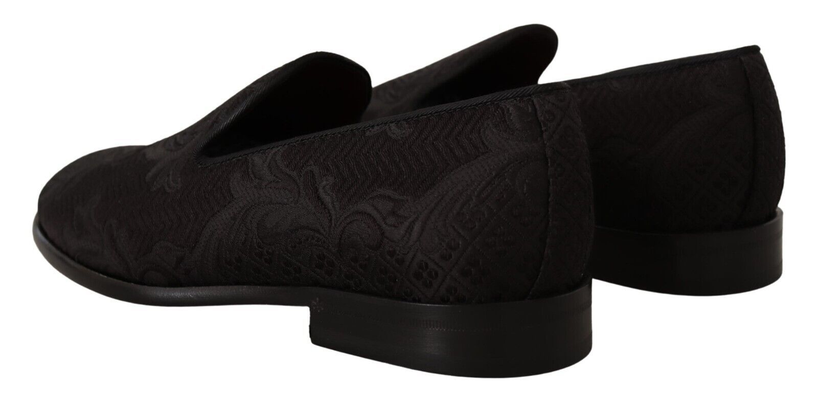 Chaussons Mocassins Dolce & Gabbana en Brocart Floral Noir